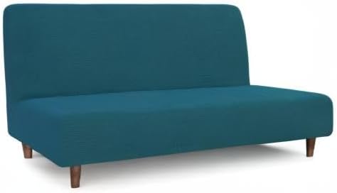 Easy-Going 100% Waterproof Futon Cover, Dual Waterproof Couch Cover for Futon, Stretch Jacquard Sofa Cover, Leakproof Furniture Protector for Kids, Pets, Dog and Cat (Medium, Peacock Blue)