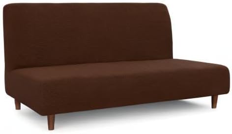 Easy-Going 100% Waterproof Futon Cover, Dual Waterproof Couch Cover for Futon, Stretch Jacquard Sofa Cover, Leakproof Furniture Protector for Kids, Pets, Dog and Cat (Medium, Coffee)