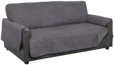 Furhaven Waterproof & Non-Slip Sofa/Couch Cover Protector for Dogs, Cats, & Children - Quilted Paw Print Living Room Furniture Cover - Gray, Sofa