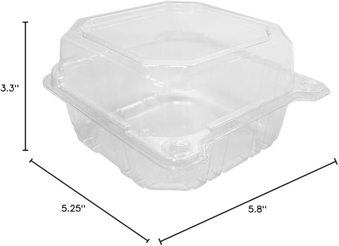 Karat 5.8inch Clear Plastic Hinged Clamshell Food Containers - Durable, Stackable, Crack-Resistant To-Go Boxes, Case of 500, FP-HC66PET-1C