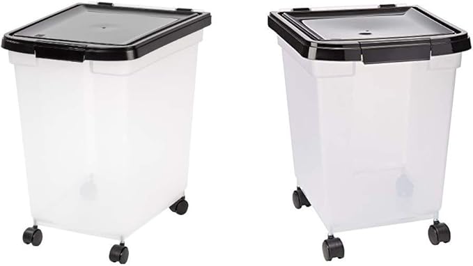 IRIS Airtight Pet Food Container, 50-Pound, Clear/Black with IRIS Nesting Airtight Pet Food Container, Large