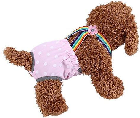 Female Dog Sanitary Panties with Adjustable Suspender, Washable Reusable Puppy Diaper Underwear for Girl Dogs, Teddy
