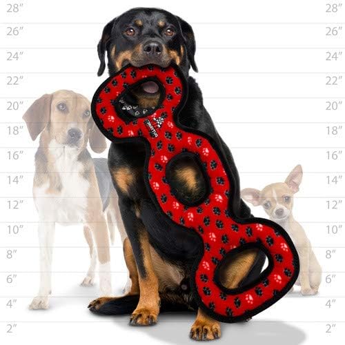 TUFFY - World's Tuffest Soft Dog Toy -Ultimate Ring Yellow & 3 Way Tug Red-Combo Pack-Squeakers-Made Durable, Strong & Tough.Interactive Play(Tug, Toss & Fetch).Machine Washable & Floats