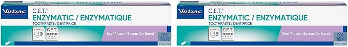 Virbac Plaque Tartar Control Enzymatic Dog and Cat Toothpaste, 2.5 oz, Beef (Pack of 2)