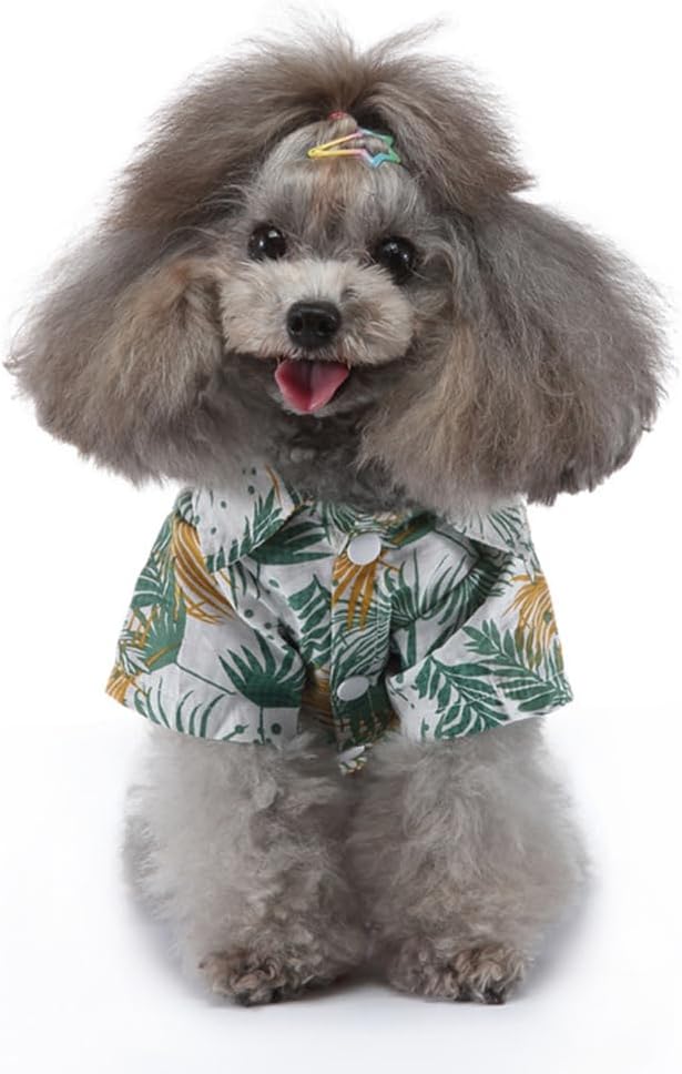 Tangpan Daisy Tropical Print Pet Dog Shirt Puppy Summer Hawaiian Beach Polo Shirts Clothes (Z White,XS)