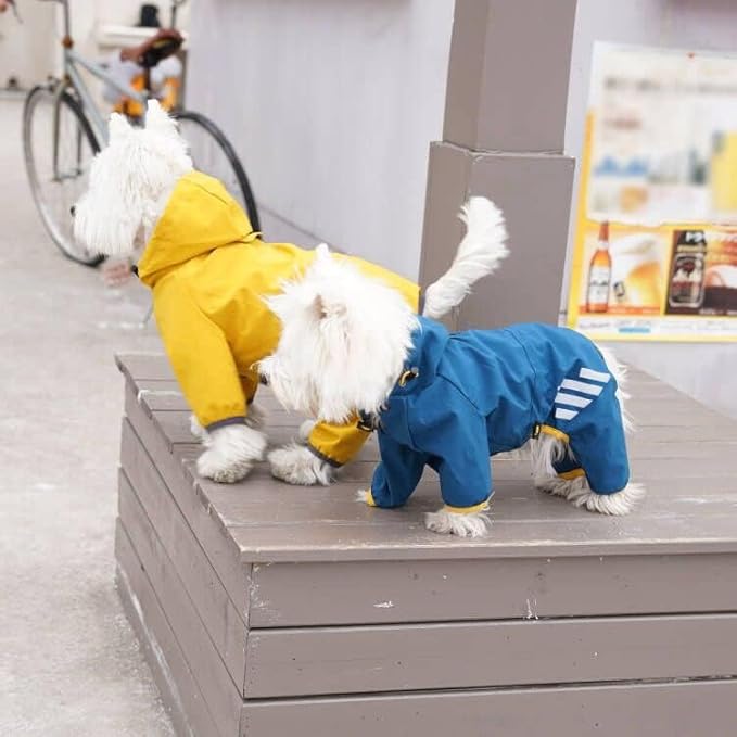 Dog Raincoat, Waterproof Dog Rain Jacket with Hood, Rain Coat with Leash Hole, Reflective Strap for Small Medium Dogs, Outdoor Adventures/Walking Lightweight Puppy(Yellow,S)