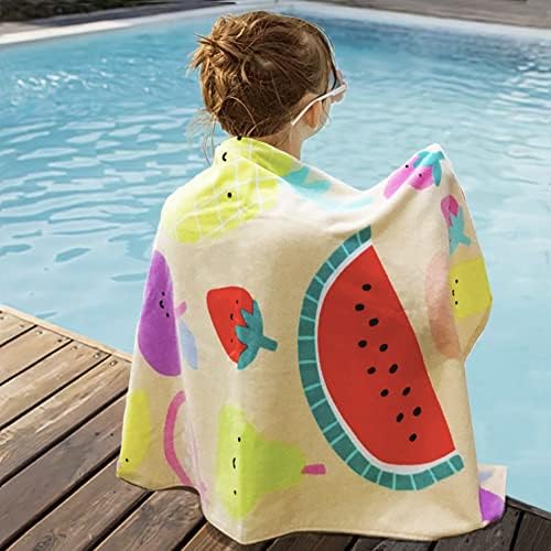 YIFONTIN Beach Towel for Kids Velour Terry Blanket Throw 100% Cotton 25.5X51 inches for Swimming Bath Travel Camping and Picnic, Pineapple Watermelon.
