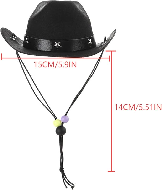 Pet Dog Costume Cowboy Hat Cosplay Cap Puppy Pet Dog Cat Holiday Pet Party Decoration (Black)