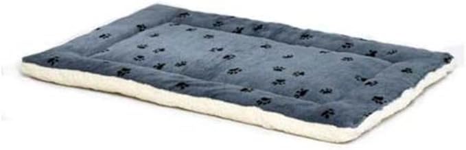 MidWest Homes for Pets QuietTime Giant Reversible Paw Print Pet Bed, Soft Faux Fur & Fleece 54-Inch Crate Mat for XXL Dogs, Machine Washable, Blue and Cream