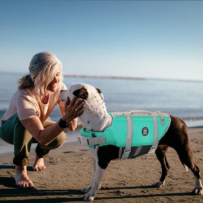EMUST Dog Life Jackets for Swimming, High Buoyancy Vests for Boating & Beach - Small/Medium/Large, Turquoise