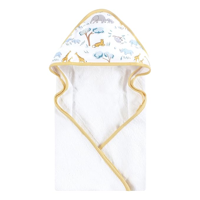 Hudson Baby Cotton Animal Face Hooded Towel, Safari Friends, One Size