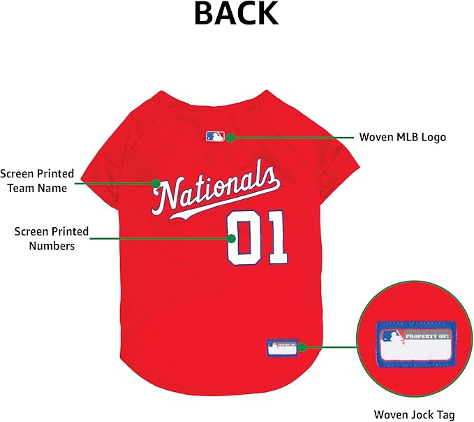 Official MLB Washington Nationals Pet Jersey for Dogs & Cats, Size X-Large - Stylish Baseball Jersey for Your Furry Fan- Show Off Team Spirit with The Perfect Fan Apparel Gear for Pet, Dog & Cat