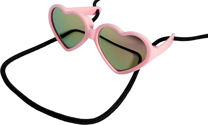G016 Dog Cat Pet Heart Sunglasses Glasses for Small Breed up to 15lbs (Heart Pink-Pink Mirror)