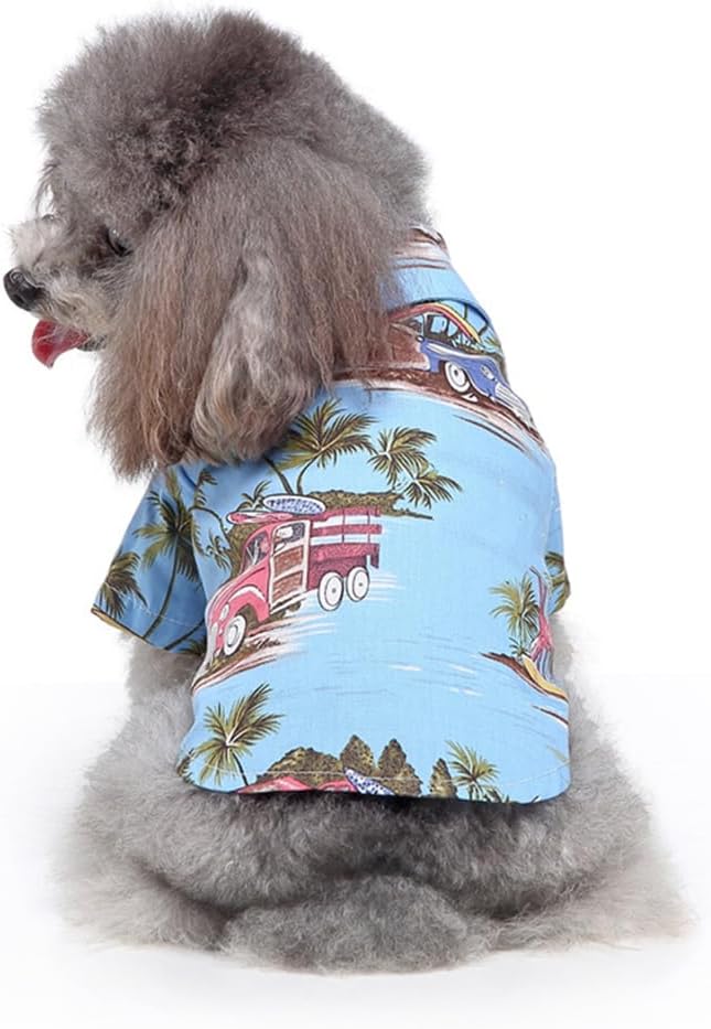 Tangpan Summer Pet Daisy Hawaiian Beach Plaid Print Shirts Clothes for Dog (X-Small, Blue)