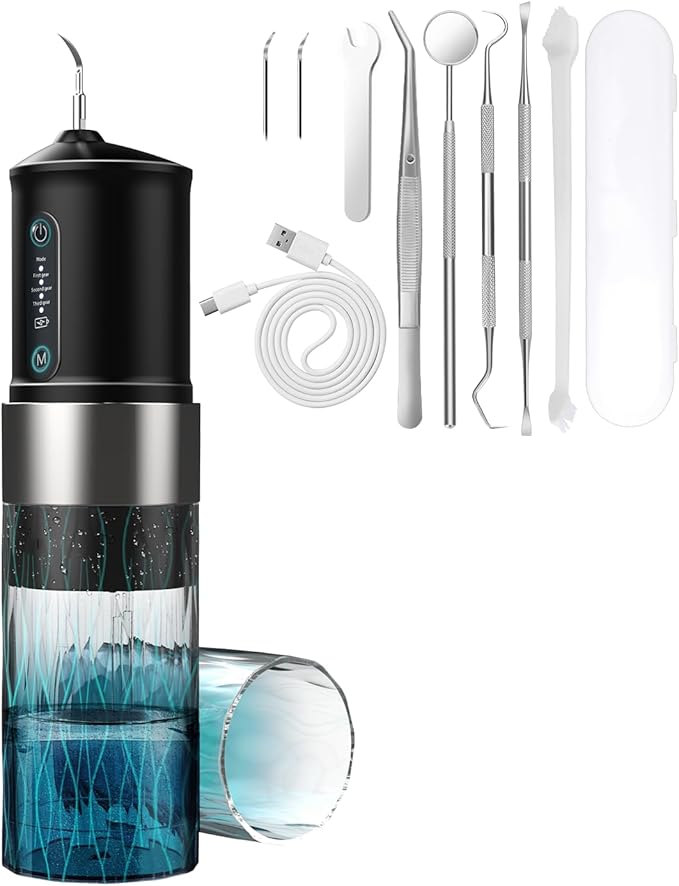 YABIFE Non-Vibrating Ultrasonic Tooth Cleaner for Dogs with Water Cooling System. Dog Plaque and Starter Remover, with Dental Care Kit and Teeth Brush, 3 Cleaning Modes with Lighting
