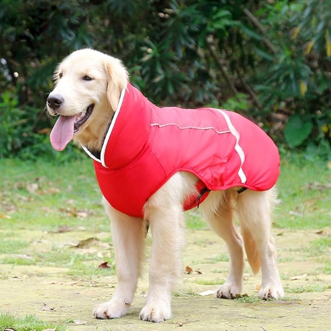 Warm Dog Coat Reflective Winter Jacket, Waterproof Windproof Dog Turtleneck Clothes for Cold Weather, Thicken Fleece Lining Pet Outfit, Adjustable Pet Vest Apparel for Small Medium Large Dogs X-Large