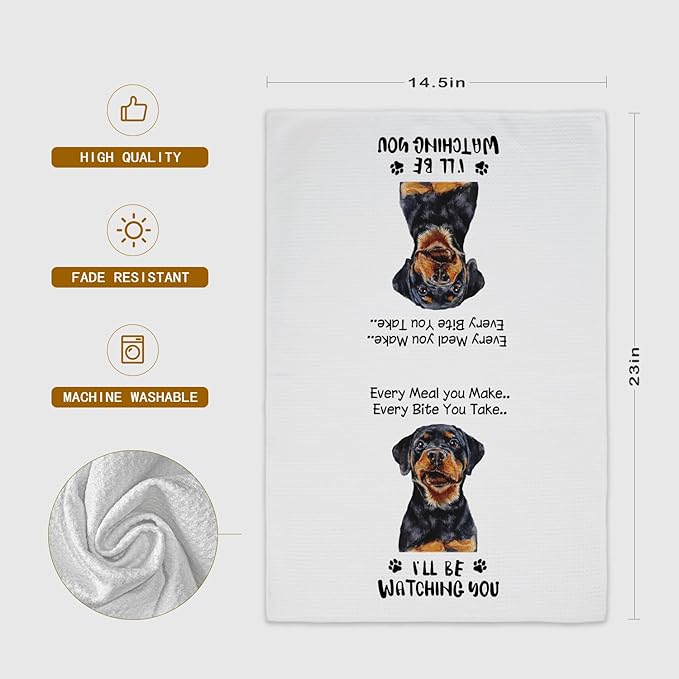Funny Rottweiler Hand Towels for Kitchen, Dog Lovers Gifts for Women, Every Meal You Make Every Bite You Take Bath Decorations and Accessories, 16x24 Inches