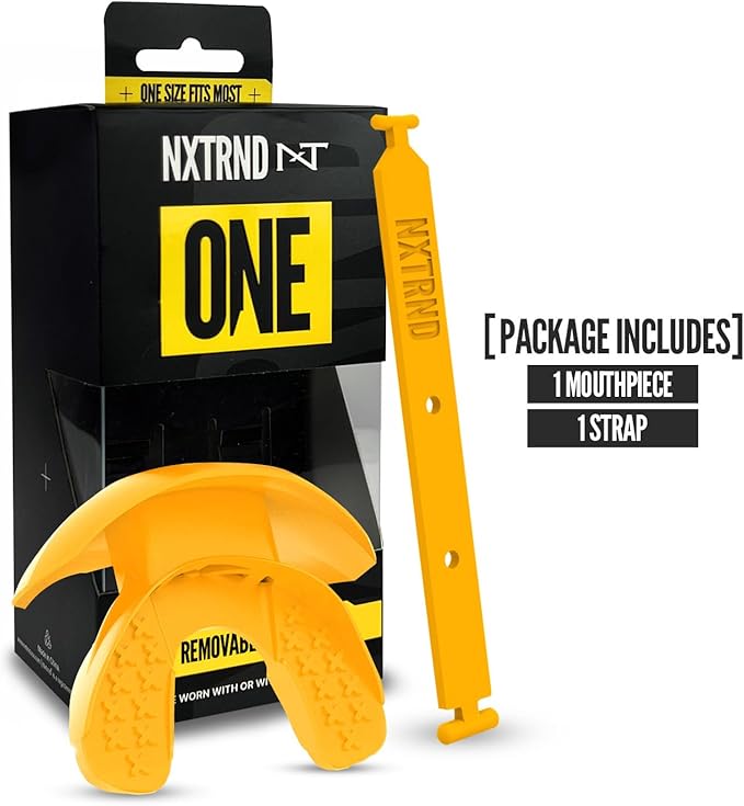 Nxtrnd One Football Mouth Guard, Strap Included, Fits Adult & Youth (Yellow)