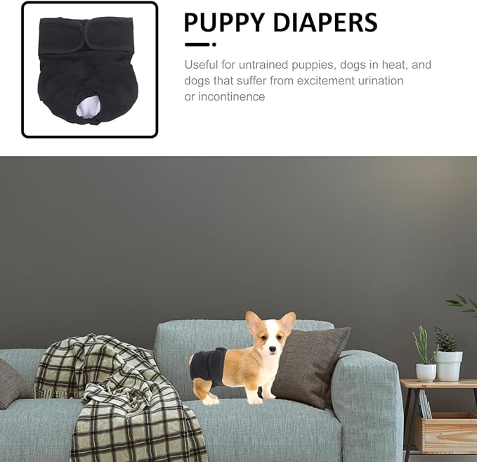 Washable Dog Diaper Pants for Heat Incontinence Puppy Sanitary Pant Indoor Outdoor Use Comfortable Physiological Diaper Size S 18.89X7.08X1.18 Inch