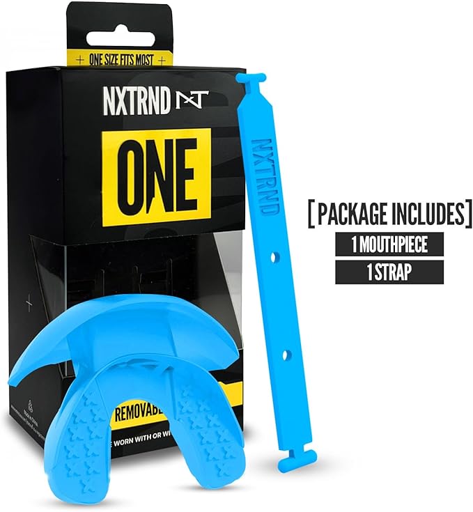 Nxtrnd One Football Mouth Guard, Strap Included, Fits Adult & Youth (Neon Blue)