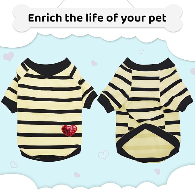 Dog Shirts for Large Dogs Cats, Dog Striped T-Shirts Dog Vest Pet Apparel Tee Shirts Spring Summer Suitable for Small and Medium Large Pets French Bulldog Bichon, Beige XL