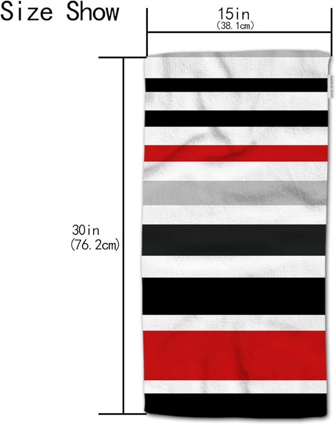 HGOD DESIGNS Strip Hand Towels Multicolo Striped Black Red Soft Hand Towel for Bathroom Kitchen Yoga Gym Decorative Towels 15"X30"