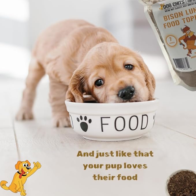Dog Chits Bison Lung Food Topper for Dogs & Puppies - Single Ingredient, High Protein, Grain Free & Easy to Digest - Natural Dog Treats for Picky Eaters - Sprinkle on Food - Made in USA - 7 oz