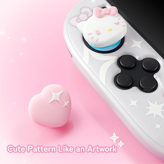 Thumb Grip Caps Compatible with Nintendo Switch 2, Silicone Joystick Grip Caps for Switch 2025, 4pcs, Cute Cat Style, White & Pink