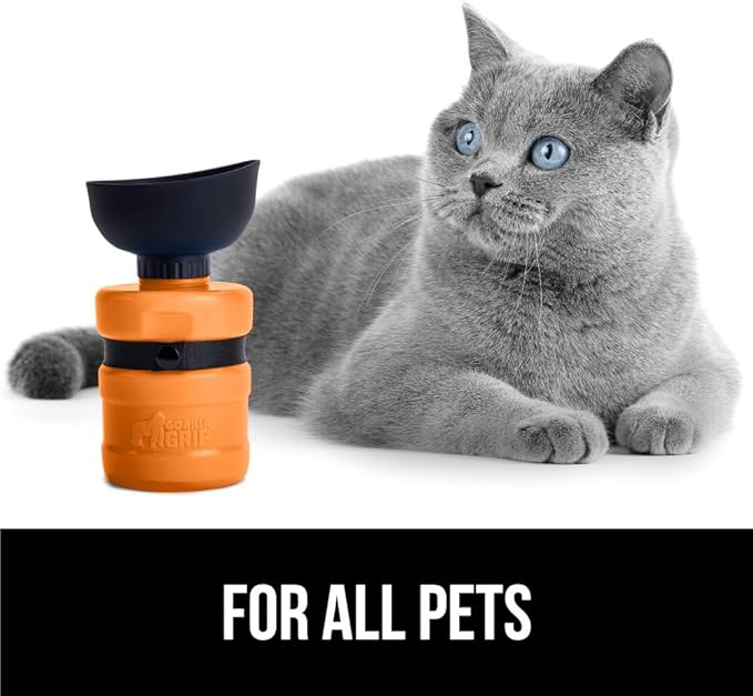 GORILLA GRIP Dog Water Bottle, Portable Water Bowl Dispenser for Dogs, 12 oz Leak Proof Pet Travel Squeeze Bottles, Food Grade Silicone, to Go Puppy Essentials, Hiking Camping Trip Accessories, Coral