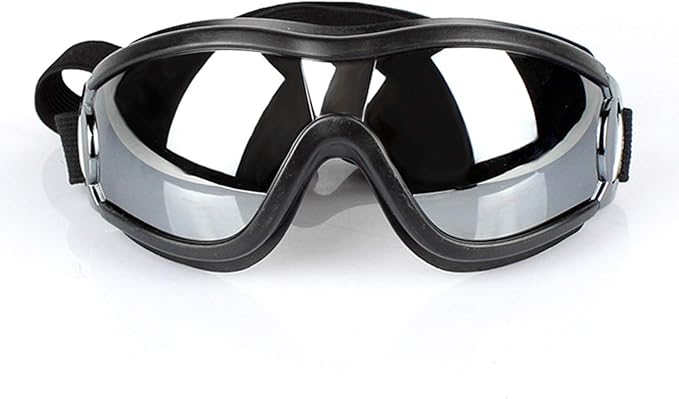 UV Protection Dog Goggles for Medium & Large Dogs - Waterproof Windproof Sunglasses, Durable Protective Eyewear for Long-Snout Breeds - Outdoor Hiking Running Glasses (Silver)