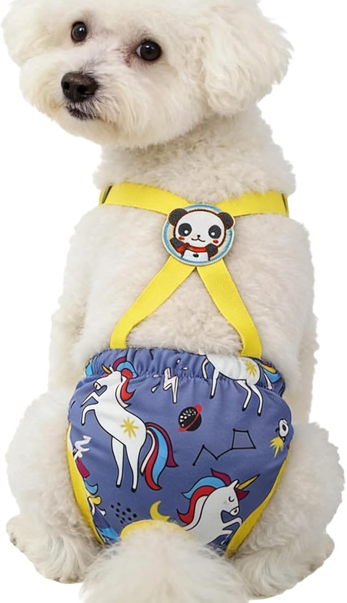Pet Diaper, Washable Female Wraps with Suspender, Reusable Doggy Diaper, for Home Apartment Indoor Outdoor Travel Car Crate Kennel Yard Park Beach Camping