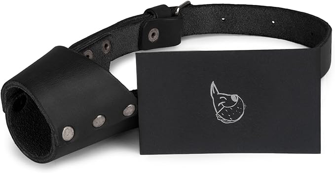 Taco Dog, Leather Dog Muzzle Guard Handmade from Full Grain Leather - Secure Training Cover, Mouth Guard Mask Prevents Biting Chewing (Charcoal Black, Small)
