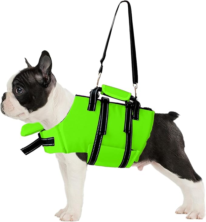 Fragralley Dog Life Jacket with Self-Locking Zipper, High-Buoyancy Ripstop Dog Swimming Vest, Floating Vest with Rescue Handle for Swimming and Boating, PFD Available for Small, Medium, and Large Dogs