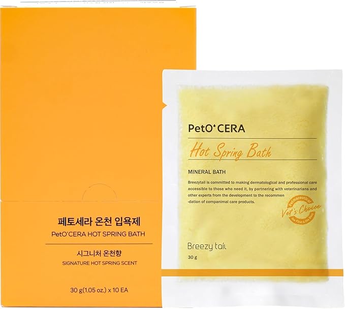 PetO’Cera Hot Spring Bath for Dogs, Alps Onsen Water, Soothes Dry, Itchy, Inflamed Skin, Conditions Coat, Hypoallergenic, Tear-Free, No-Rinse Dog Spa, Dog Grooming, 10.58 oz (10.58 oz)