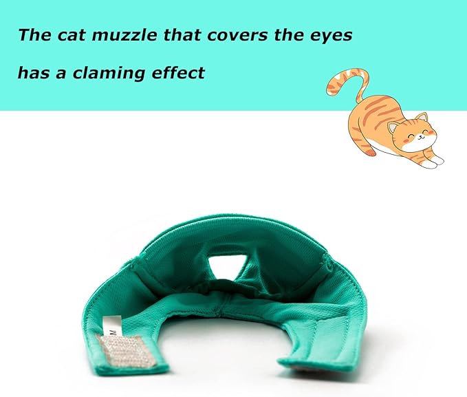 Cat Muzzle with Breathable Mesh, Cat Mouth Guard Muzzle for Prevent Biting Chewing Grooming,Anti Scratch (L,Green)