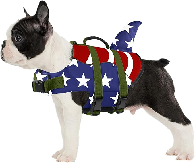 Fragralley Shark Fin Dog Life Jacket, High Buoyancy with Tear-Resistant Nylon of Dog Swim Vest, Pet Life Preserver for Small Medium Large Dogs, Puppy Float Vest for Swimming and Boating