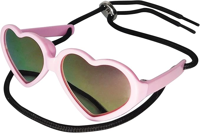G016 Dog Pet Puppy Heart Sunglasses Glasses for Small Breed up to 15lbs (2-Pack Heart Red + Heart Pink-Pink mr)
