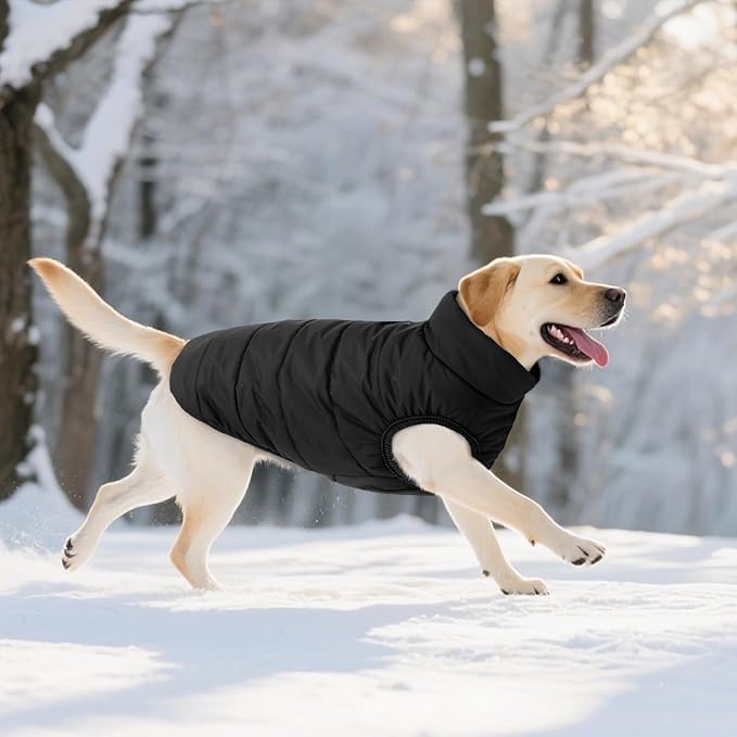 ASENKU Windproof Dog Winter Coat Waterproof Fleece Jacket Cold Weather Pet Apparel for Small Medium Large Dogs (Black, M)