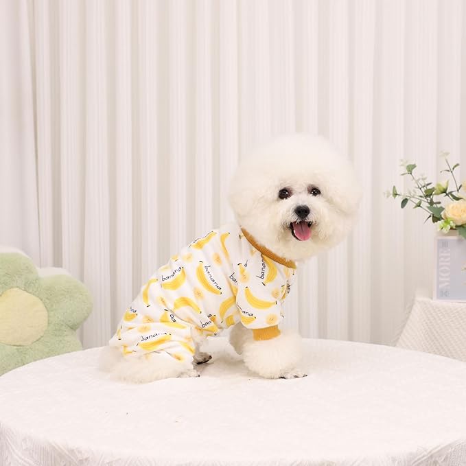 Kosiyi Dog Pajamas - Small Dog Girl & Boy Clothes, Stretch Fleece & Velvet Winter/Spring Outfit, Pjs, Onesie