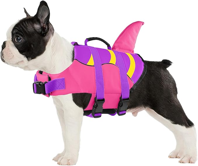Fragralley Shark Dog Life Jacket, High Buoyancy with Tear-Resistant Nylon, Dog Float Vest for Swimming and Boating, Pet Life Preserver for Small Medium Large Dogs (PFD)