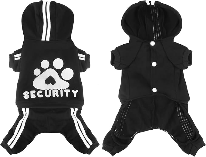 Dog Hoodie Security Clothes 4 Legs Jumpsuit Sweatshirt Hoodies Soft & Warm Dog Outfit Pullover Dog Winter Clothes Sweater for Small Medium Large Dogs Cats (Black, XX-Large)