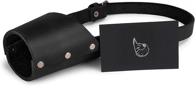 Taco Dog, Leather Dog Muzzle Guard Handmade from Full Grain Leather - Secure Training Cover, Mouth Guard Mask Prevents Biting Chewing (Charcoal Black, Large)