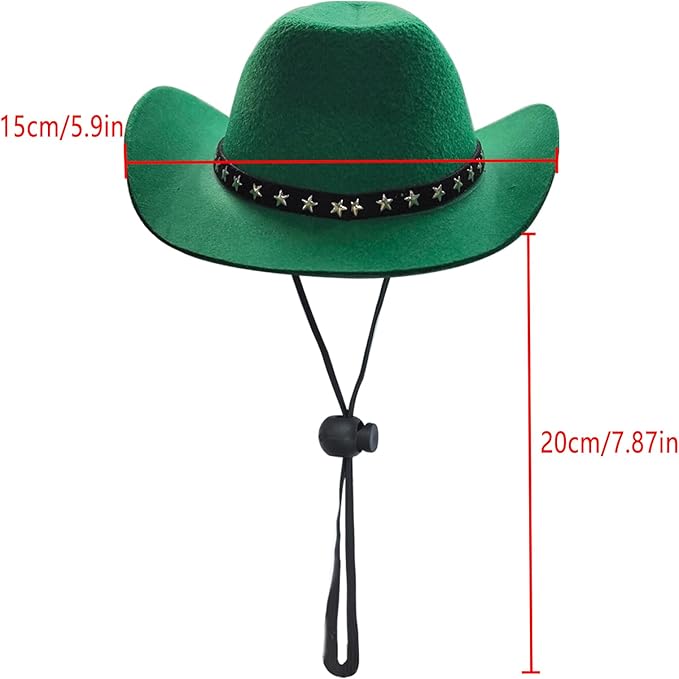 Pet Dog Costume Cowboy Hat Cosplay Cap Puppy Pet Dog Cat Holiday Pet Party Decoration (Green)