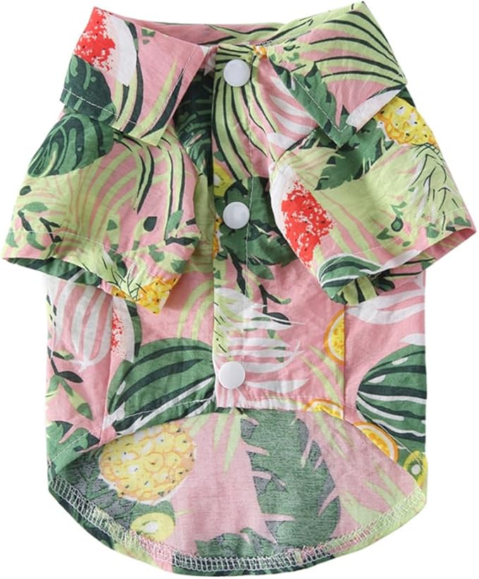 Tangpan Daisy Tropical Print Pet Dog Shirt Puppy Summer Hawaiian Beach Polo Shirts Clothes (Z Pink,XS)