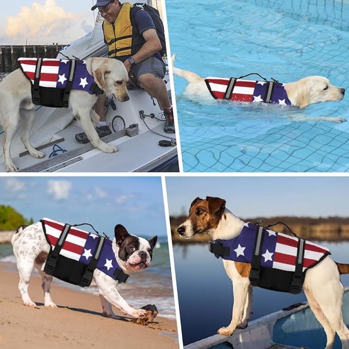 Doglay Dog Life Jacket, Dog Life Vest for Swimming Boating, Adjustable Puppy Life Jacket with Reflective Stripes, Superior Buoyancy Pet Swimming Vest for Small Medium and Large Dogs