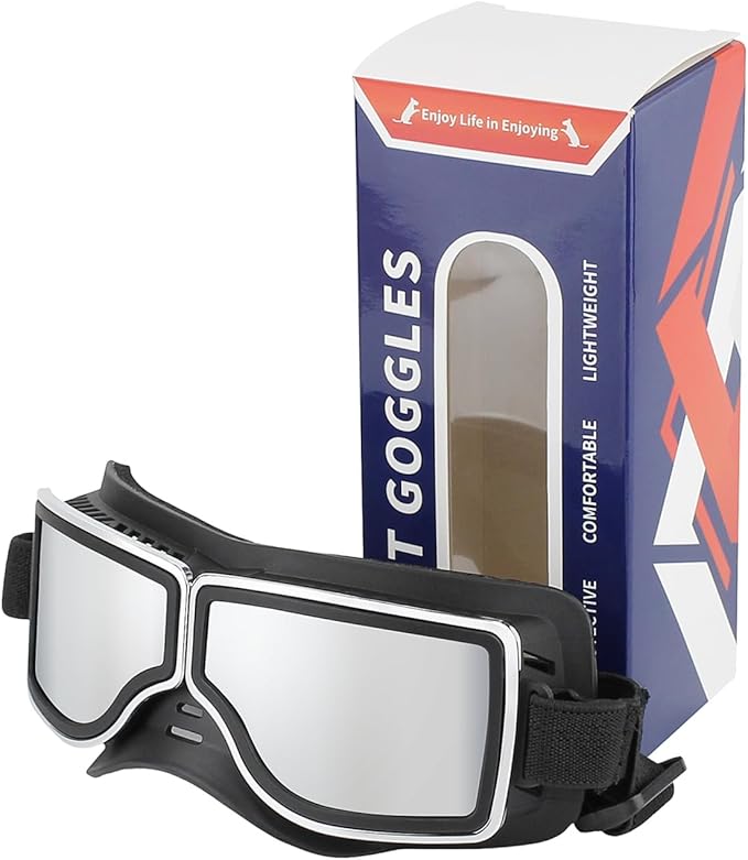 UV Protection Dog Goggles for Medium & Large Dogs - Waterproof Windproof Sunglasses, Durable Protective Eyewear for Long-Snout Breeds - Outdoor Hiking Running Glasses (Black(Wide Snout))