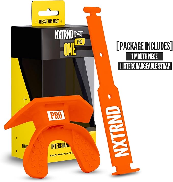 Nxtrnd One Pro Football Mouth Guard, Interchangeable Strap, Fits Adult & Youth (Orange)