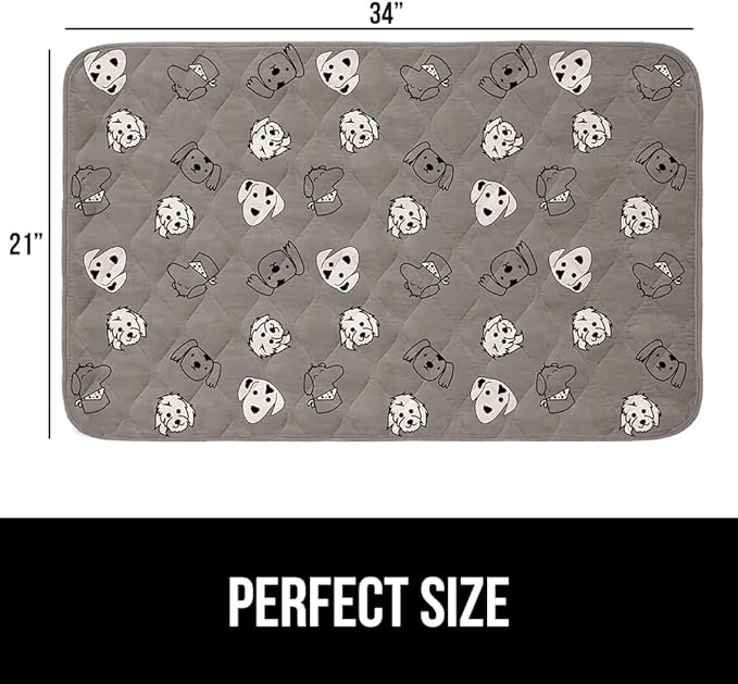 GORILLA GRIP Washable Puppy Pads, 34x21, Slip Resistant Dog Crate Mat, Waterproof Cloth Pee Pad for Training Puppies in Playpen, Reusable Pet Incontinence Blanket, Protects Sofa, Dog Faces