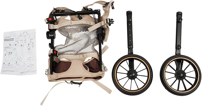 Pet Rehabilitation Walking Aid for Large Dogs, Adjustable 2-Wheel Dog Wheelchair for Back Legs with Breathable Mesh Harness for Senior Disabled Dogs Recovery Support