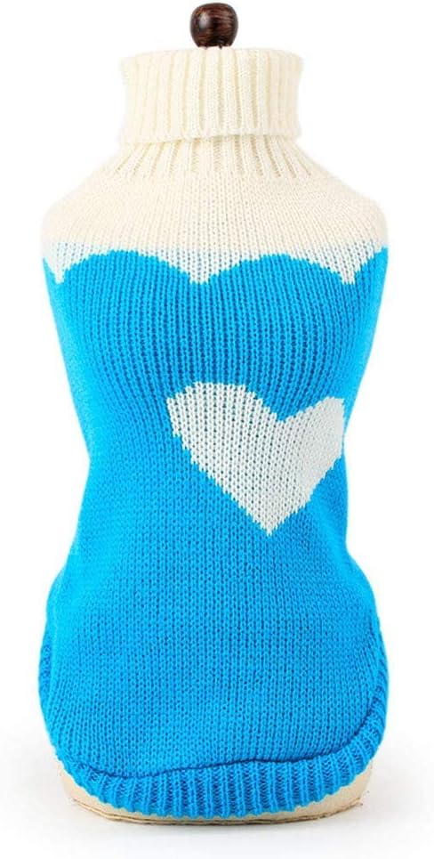 CHBORCHICEN Pet Dog Sweaters Classic Knitwear Turtleneck Winter Warm Puppy Clothing Cut Strawberry and Heart Doggie Sweater (Sky Blue, Medium)